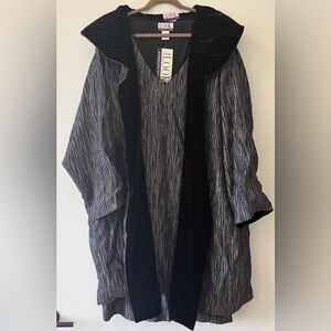 Randolph Duke Black and Silver Crinkle Shimmer Dress with Velvet Lined Jacket